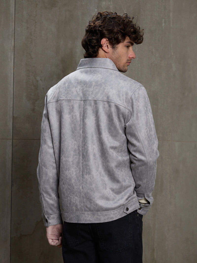 Cahoot Men's Grey Marbled Suede Coach Jacket With Lining - view 4