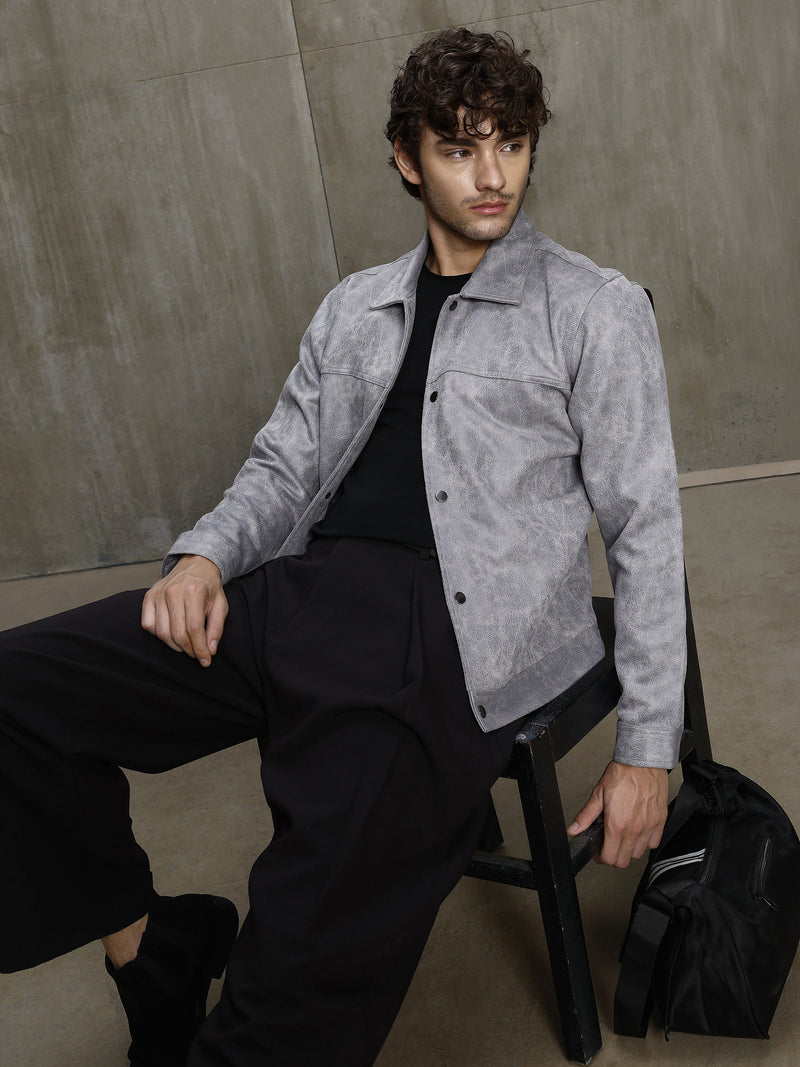 Cahoot Men's Grey Marbled Suede Coach Jacket With Lining - view 5