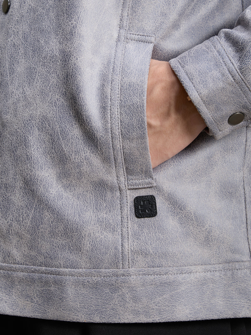 Cahoot Men's Grey Marbled Suede Coach Jacket With Lining - view 6