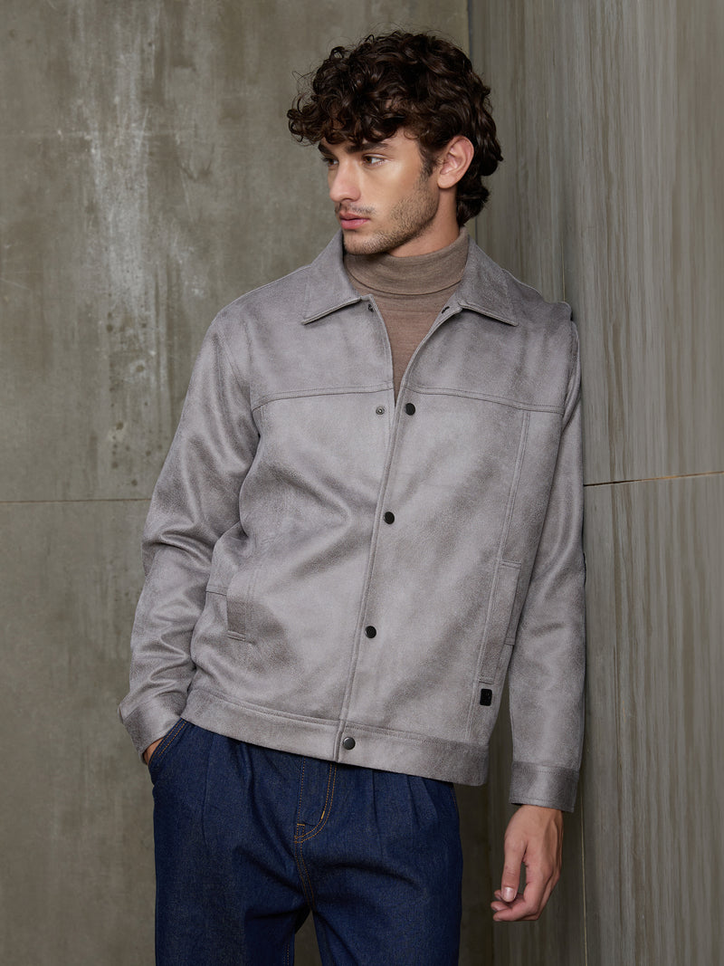 Cahoot Men's Grey Suede Coach Jacket With Lining - view 1
