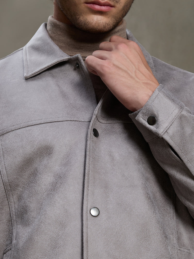 Cahoot Men's Grey Suede Coach Jacket With Lining - view 8