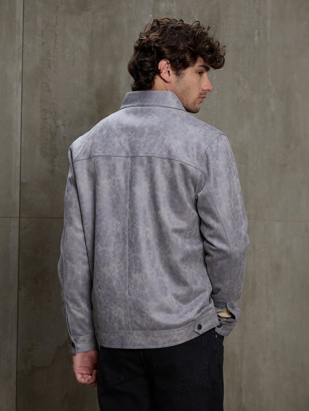 Cahoot Men's Steel Blue Lined Suede Trucker Jacket - view 4