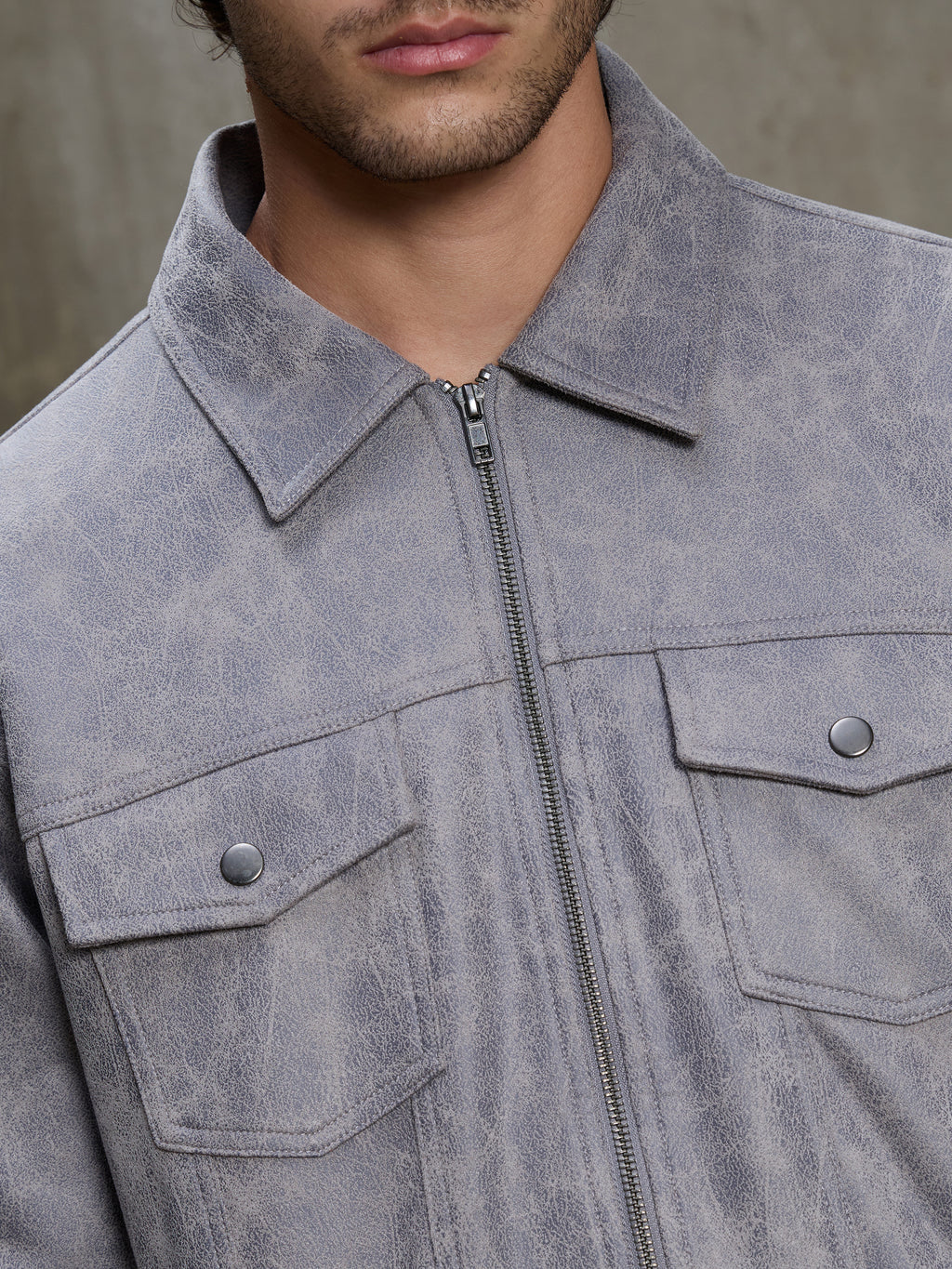 Cahoot Men's Steel Blue Lined Suede Trucker Jacket - view 7