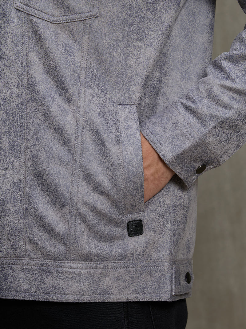 Cahoot Men's Steel Blue Lined Suede Trucker Jacket - view 8