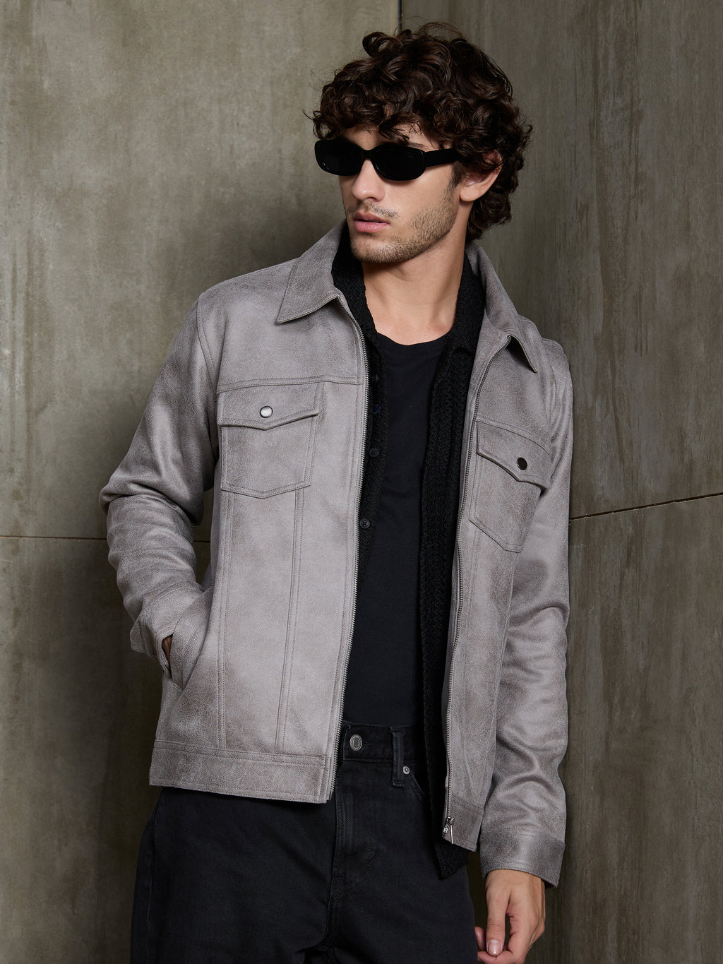 Cahoot Men's Grey Lined Suede Trucker Jacket - view 1