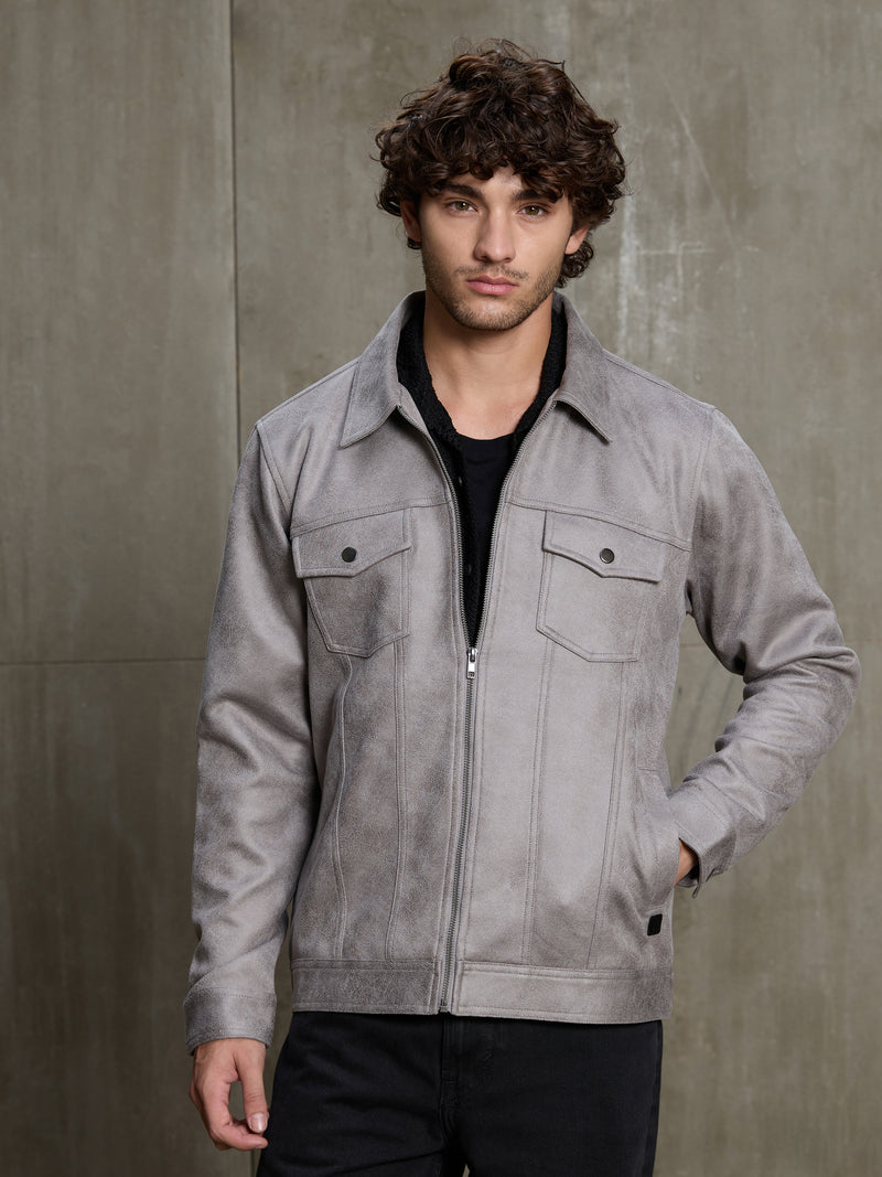 Cahoot Men's Grey Lined Suede Trucker Jacket - view 2