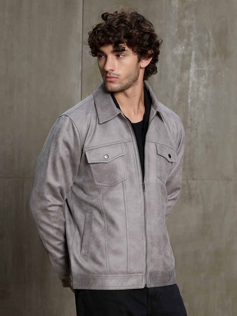 Cahoot Men's Grey Lined Suede Trucker Jacket - view 3