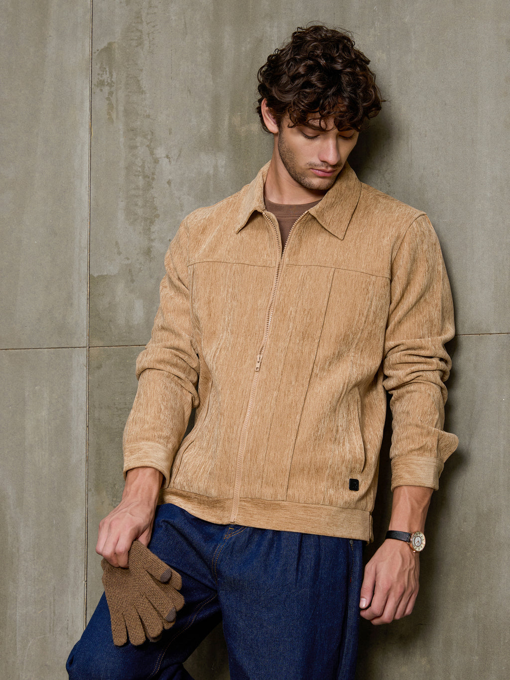 Cahoot Men's Light Brown Cut & Sew Slub Jacket - view 1