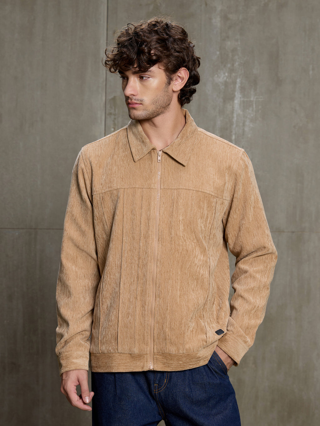 Cahoot Men's Light Brown Cut & Sew Slub Jacket - view 2