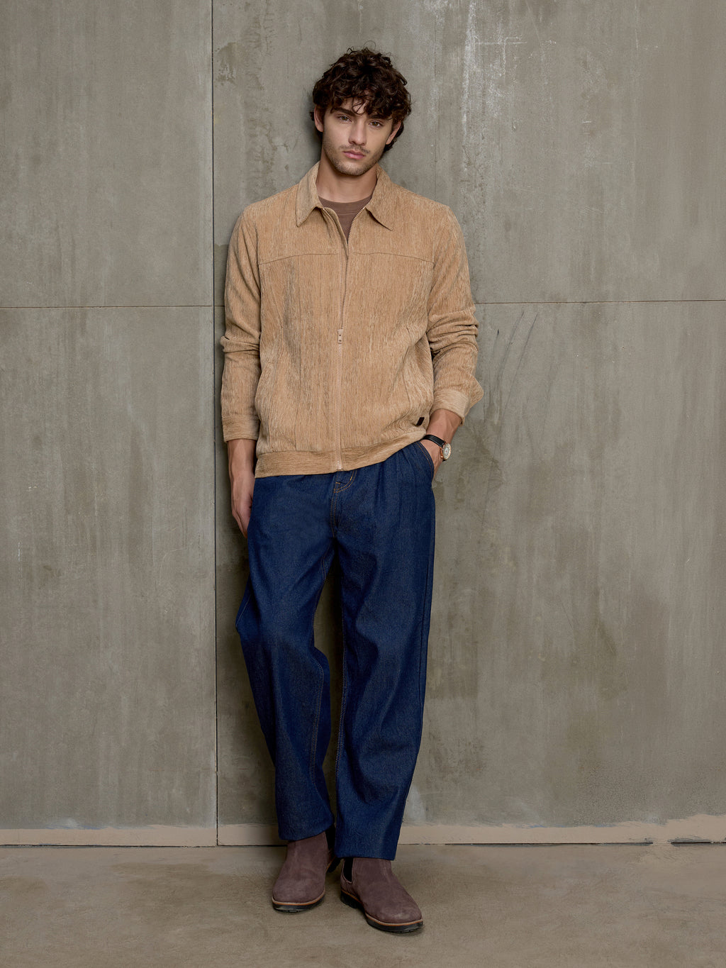 Cahoot Men's Light Brown Cut & Sew Slub Jacket - view 5