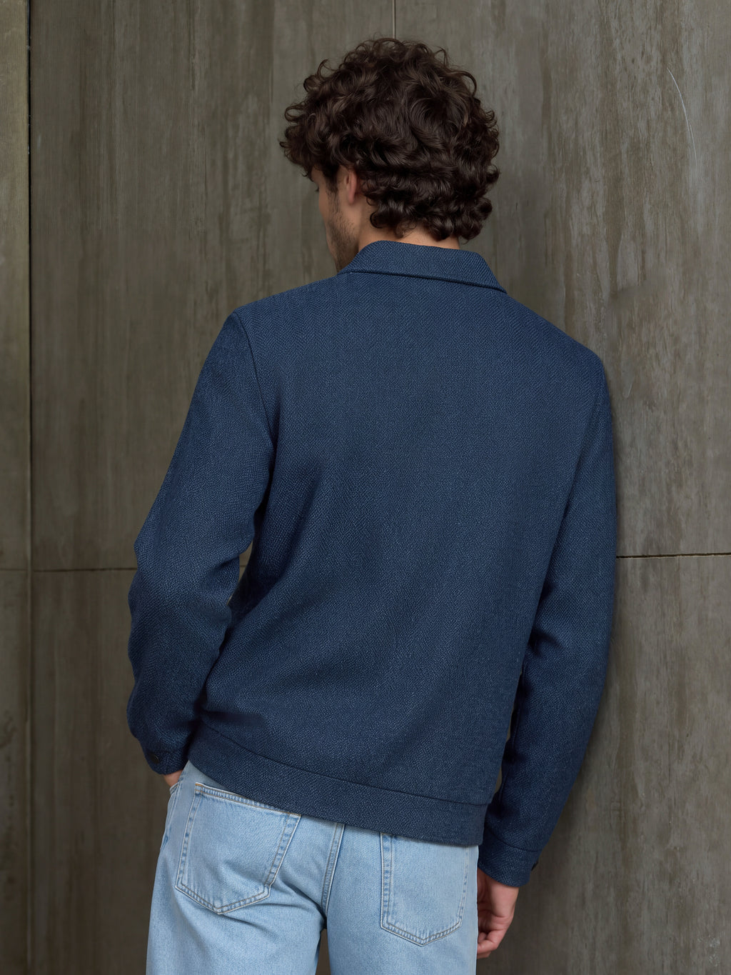 Cahoot Men's Blue Heavy Oxford Neps Lined Panelled Jacket - view 3