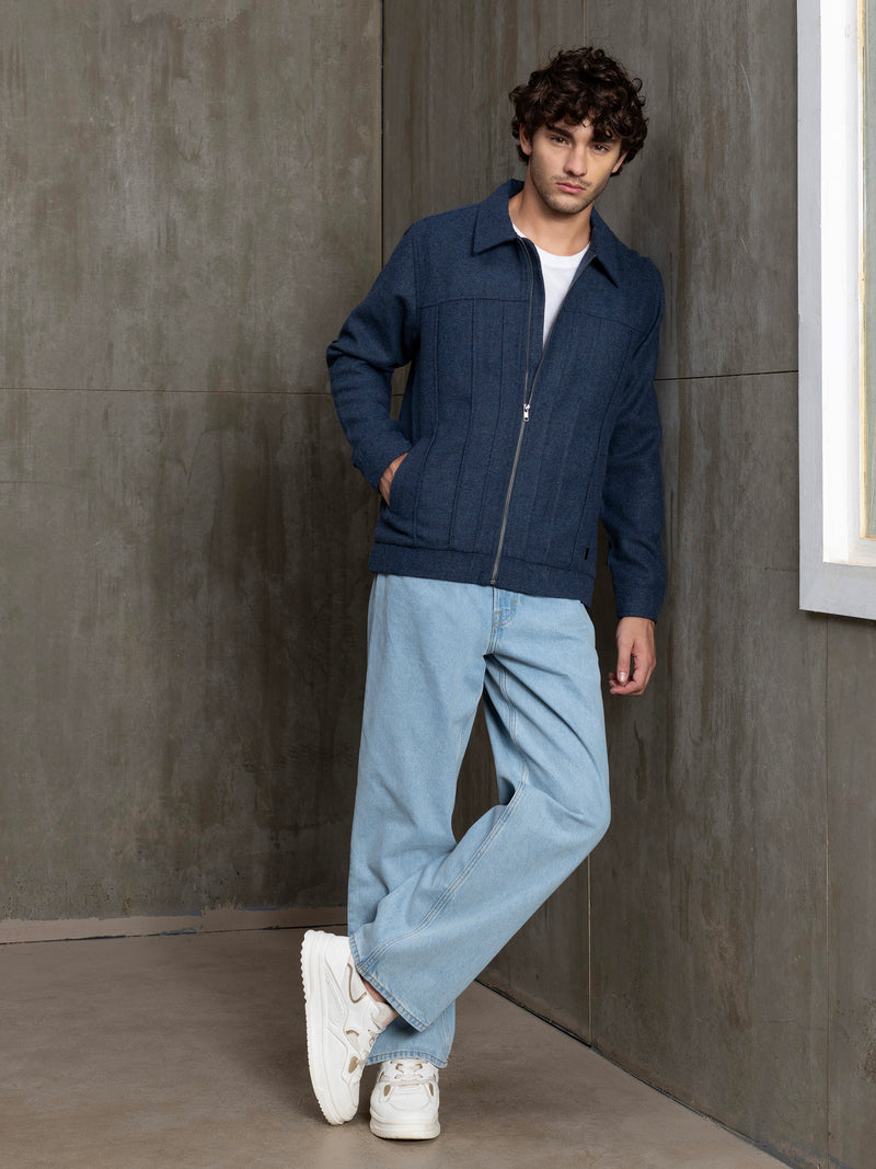 Cahoot Men's Blue Heavy Oxford Neps Lined Panelled Jacket - view 5
