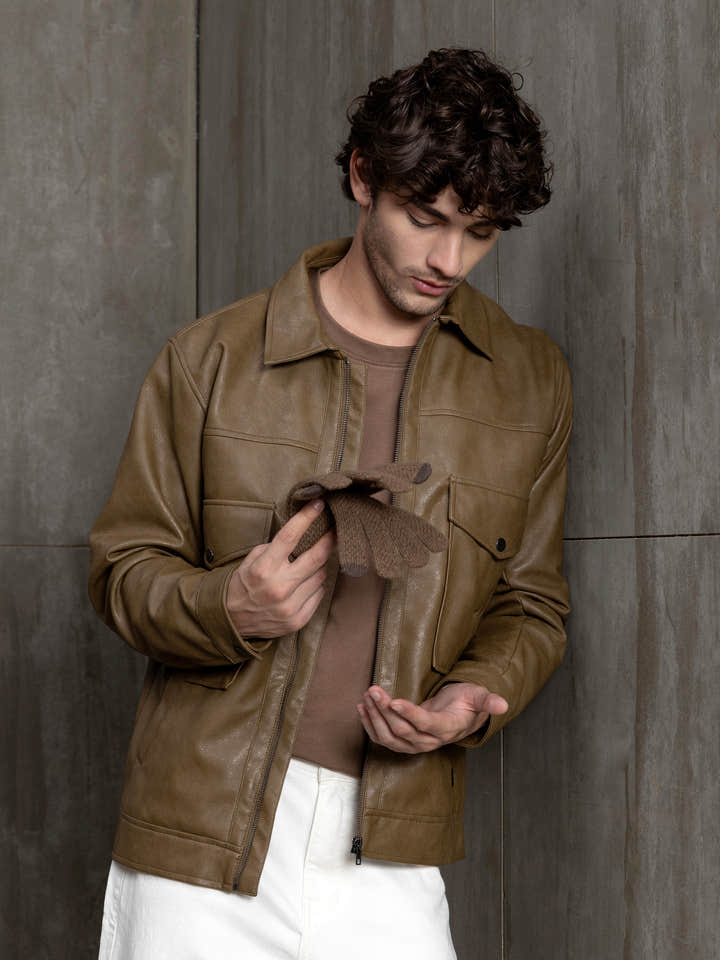 Cahoot Men's Brown Faux Leather Utility Jacket - view 2