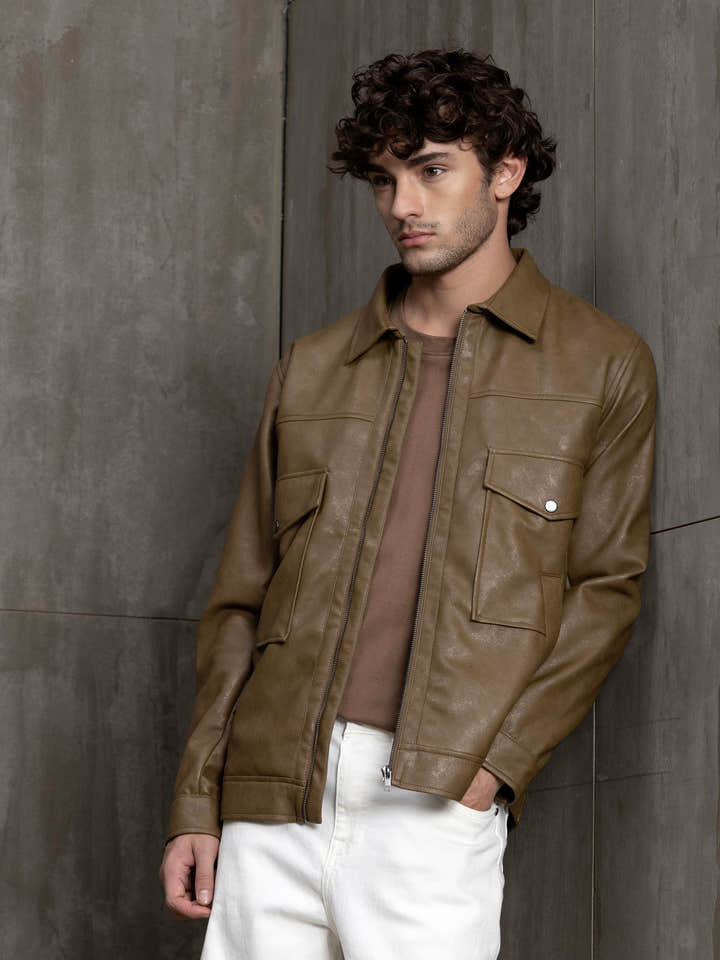 Cahoot Men's Brown Faux Leather Utility Jacket - view 3