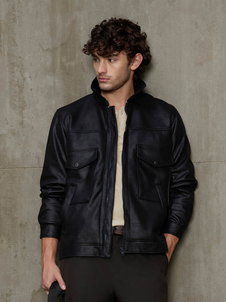 Cahoot Men's Black Faux Leather Utility Jacket - view 1