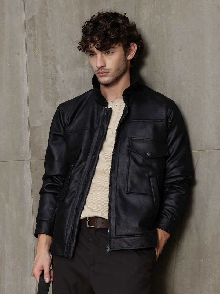 Cahoot Men's Black Faux Leather Utility Jacket - view 10