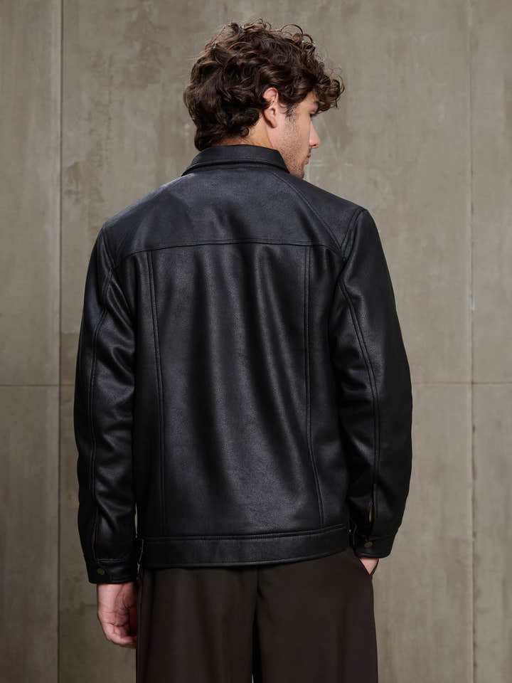Cahoot Men's Black Faux Leather Utility Jacket - view 4