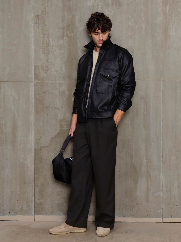Cahoot Men's Black Faux Leather Utility Jacket - view 5