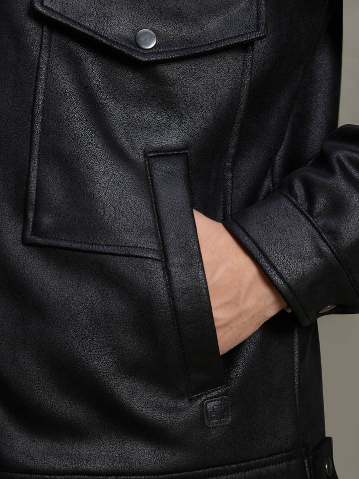 Cahoot Men's Black Faux Leather Utility Jacket - view 9
