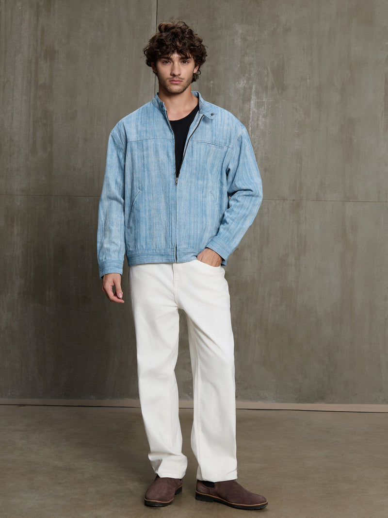 Cahoot Men's Light Blue Double Colour Denim Jacquard Rider Jacket - view 5