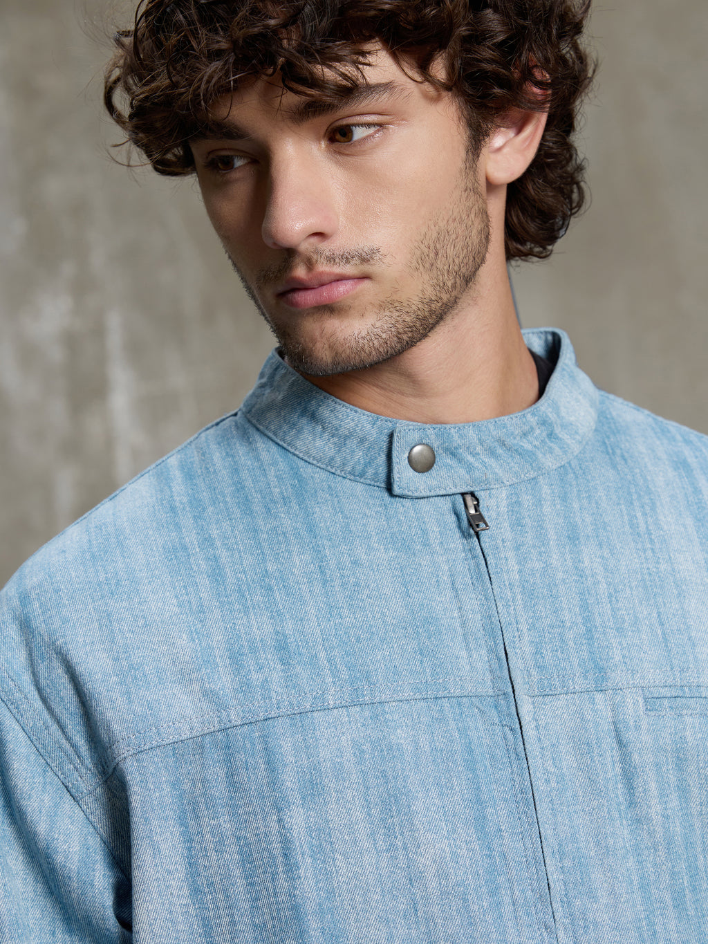 Cahoot Men's Light Blue Double Colour Denim Jacquard Rider Jacket - view 7