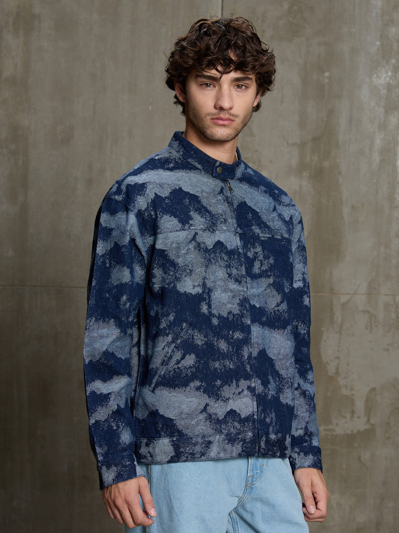 Cahoot Men's Navy & Grey Denim Jacquard Rider Jacket - view 3