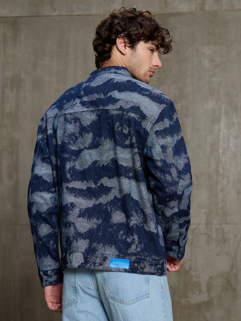 Cahoot Men's Navy & Grey Denim Jacquard Rider Jacket - view 4