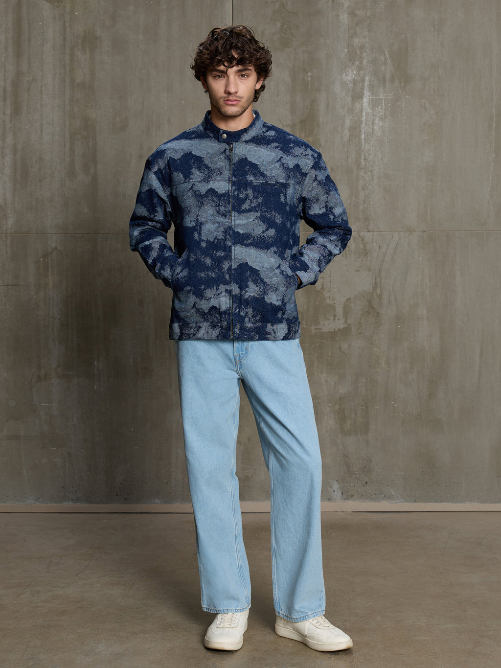 Cahoot Men's Navy & Grey Denim Jacquard Rider Jacket - view 5