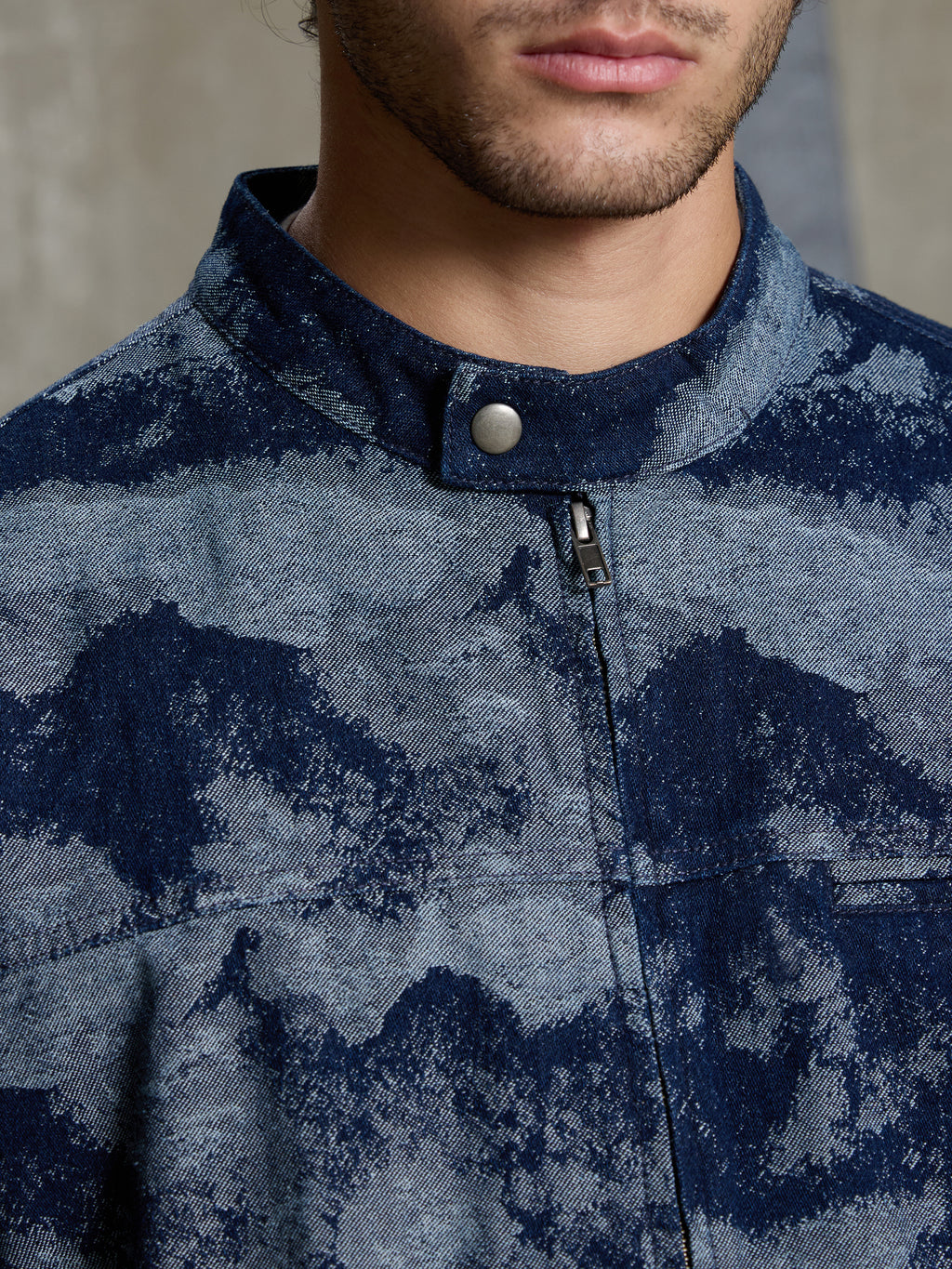 Cahoot Men's Navy & Grey Denim Jacquard Rider Jacket - view 8