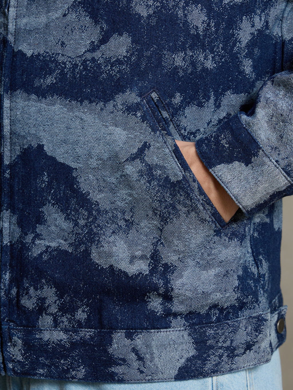 Cahoot Men's Navy & Grey Denim Jacquard Rider Jacket - view 9