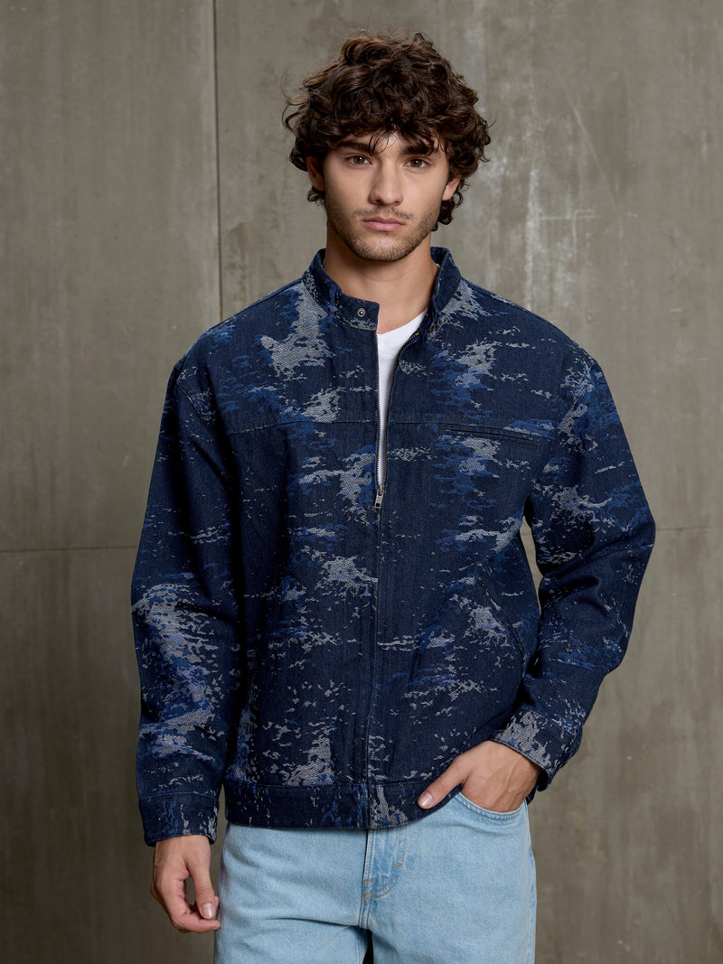 Cahoot Men's Navy Denim Jacquard Rider Jacket - view 2