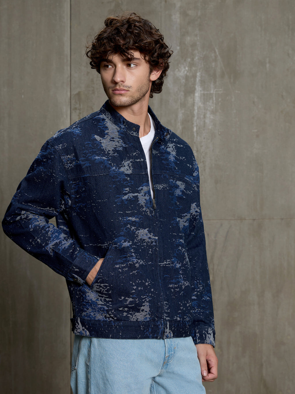 Cahoot Men's Navy Denim Jacquard Rider Jacket - view 3