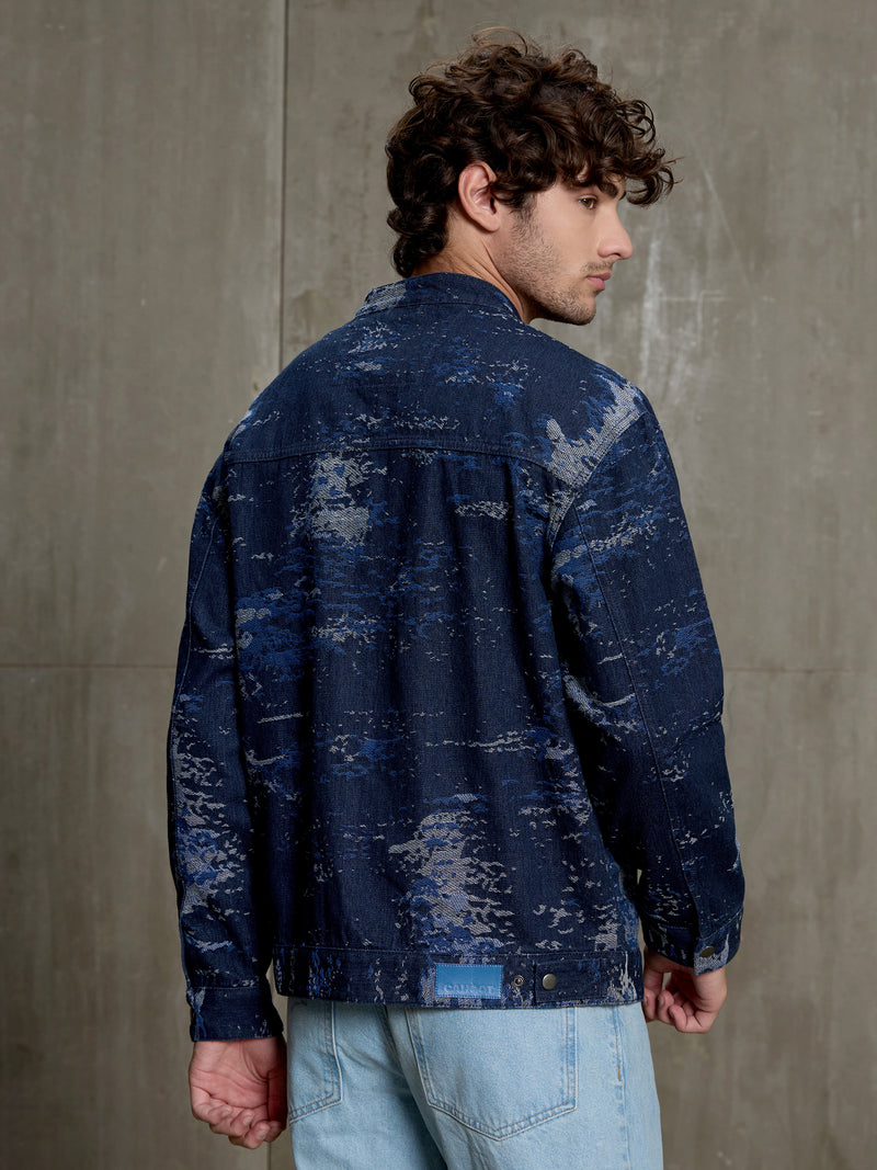 Cahoot Men's Navy Denim Jacquard Rider Jacket - view 4