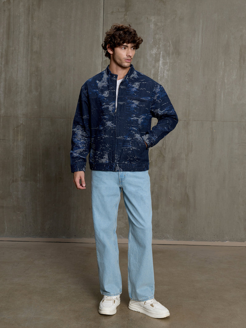 Cahoot Men's Navy Denim Jacquard Rider Jacket - view 5