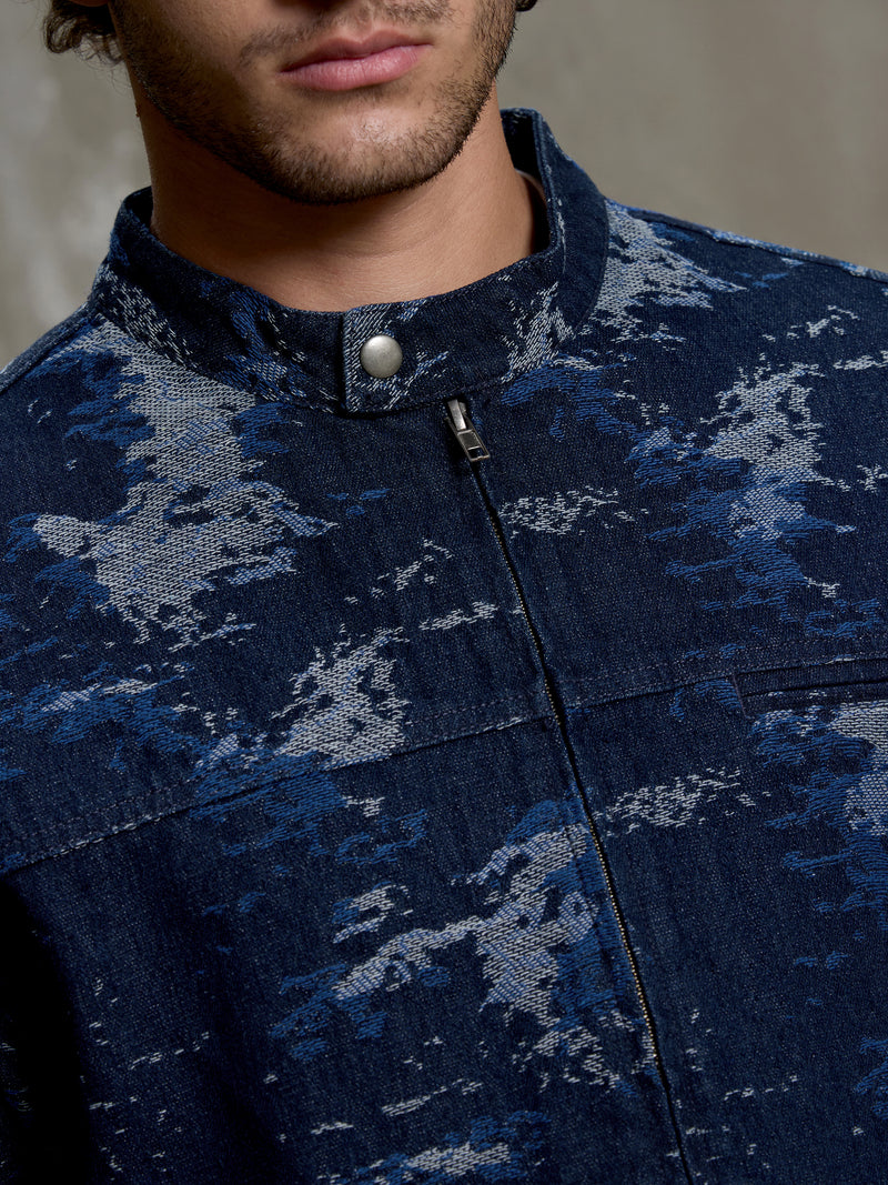 Cahoot Men's Navy Denim Jacquard Rider Jacket - view 7