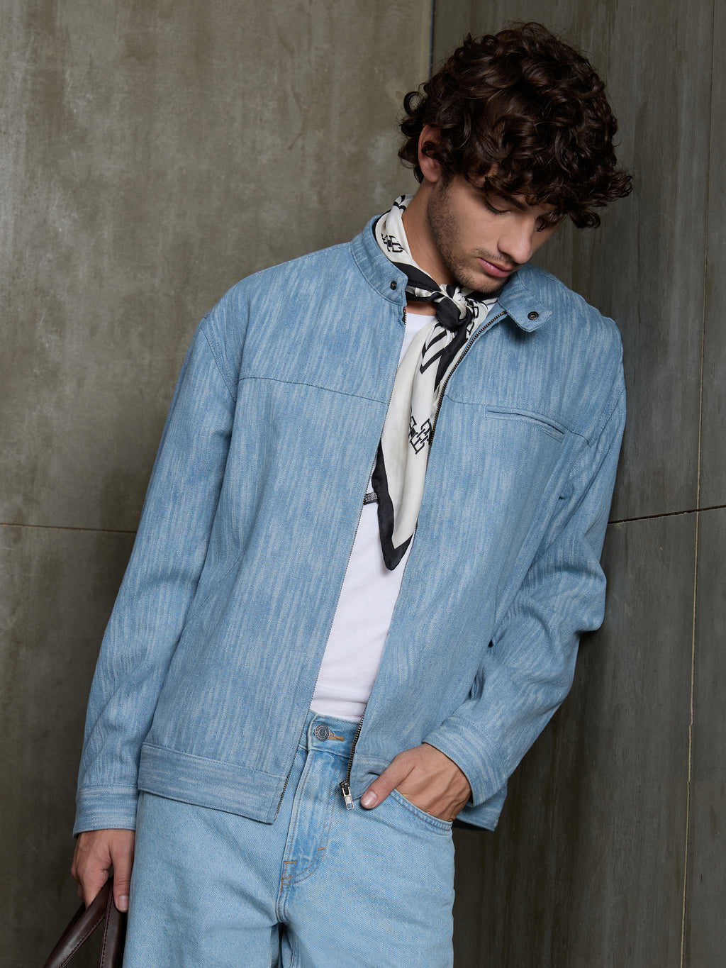 Cahoot Men's Light Blue Two-Tone Denim Jacquard Rider Jacket - view 1