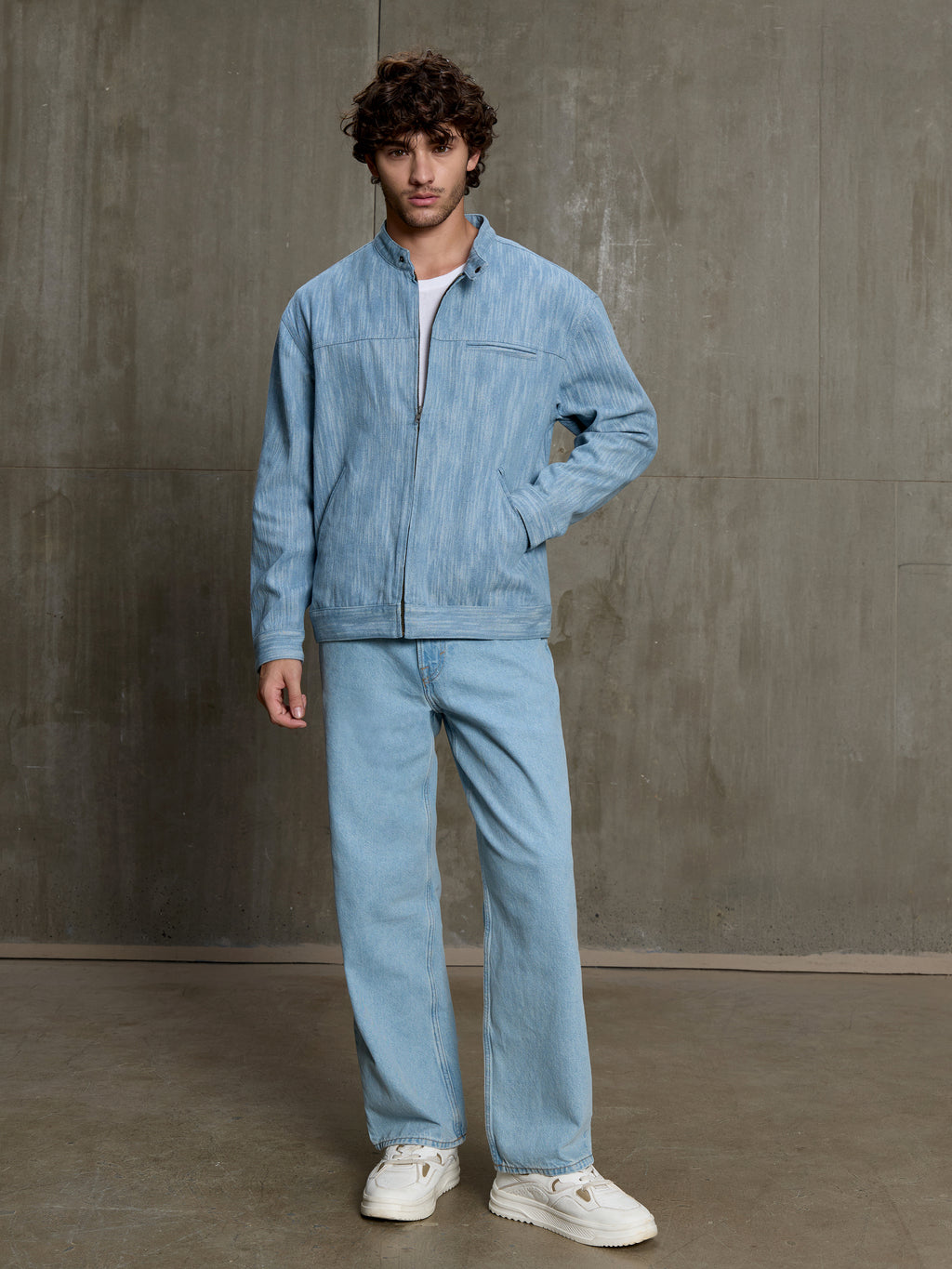 Cahoot Men's Light Blue Two-Tone Denim Jacquard Rider Jacket - view 5