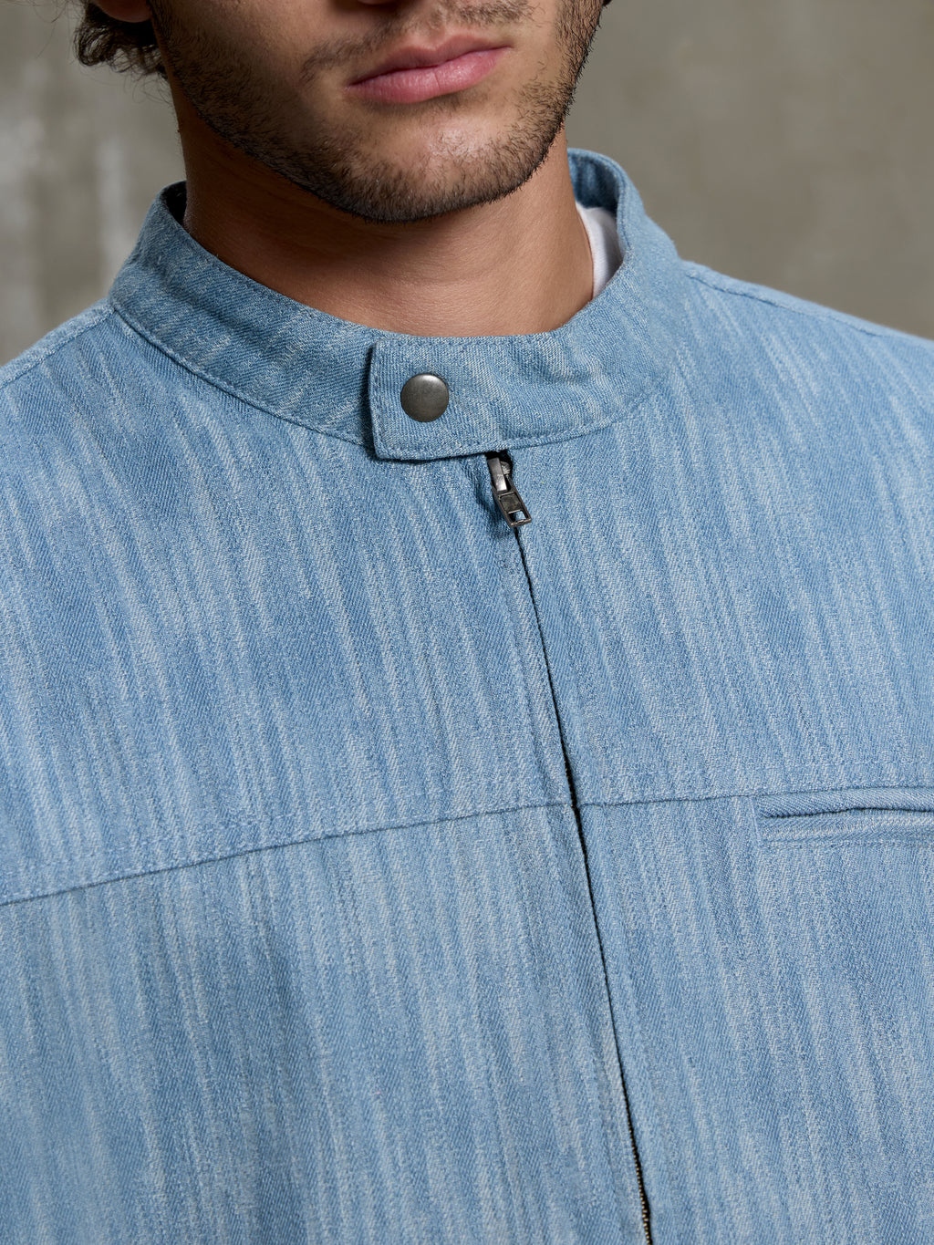 Cahoot Men's Light Blue Two-Tone Denim Jacquard Rider Jacket - view 7
