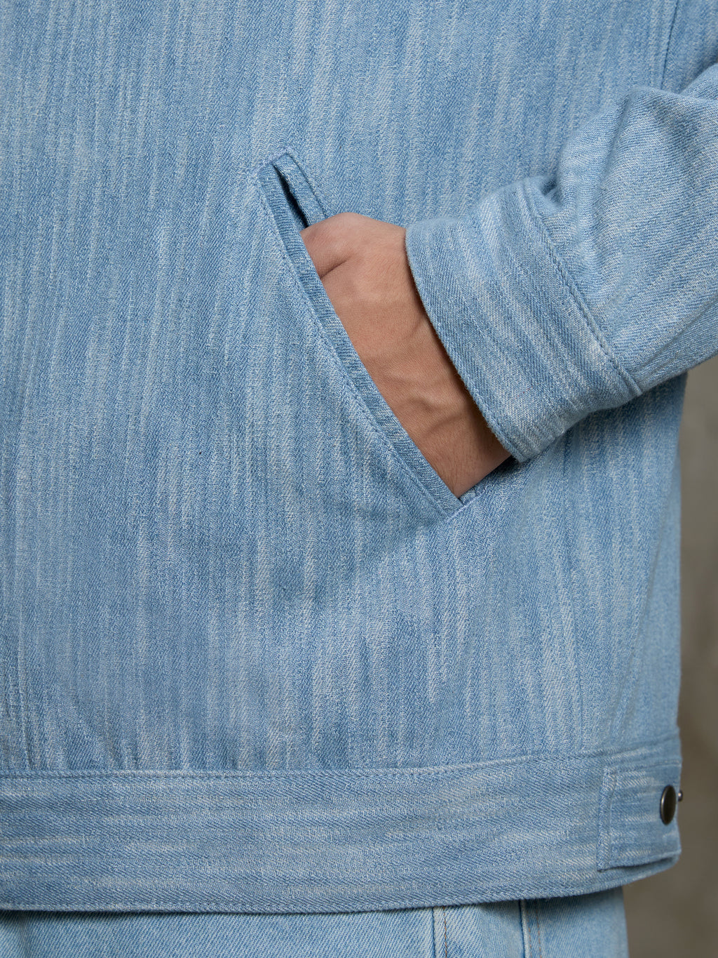Cahoot Men's Light Blue Two-Tone Denim Jacquard Rider Jacket - view 8