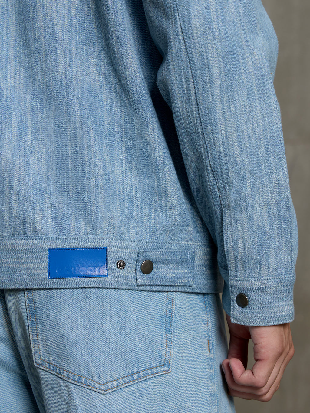 Cahoot Men's Light Blue Two-Tone Denim Jacquard Rider Jacket - view 9