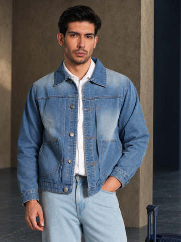 Vintage Stone Wash Denim Trucker Jacket