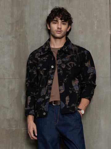 Nocturne Botanical Denim Trucker Jacket
