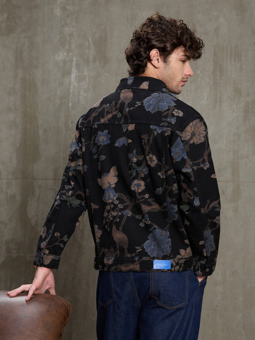 Cahoot Men's Black Nocturne Botanical Denim Trucker Jacket - view 4