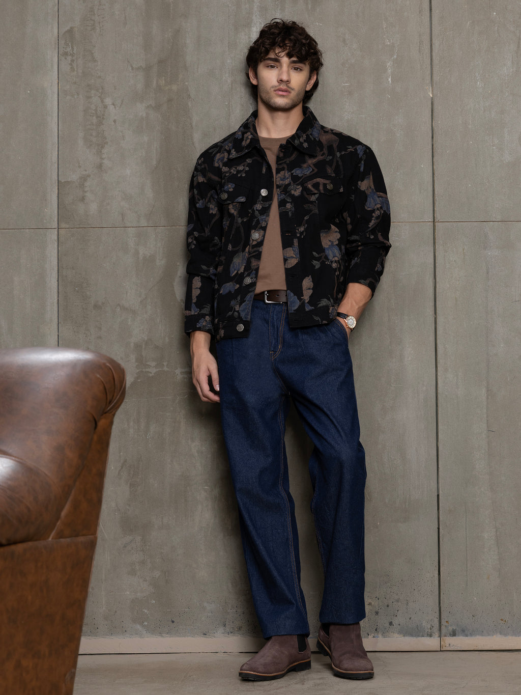 Cahoot Men's Black Nocturne Botanical Denim Trucker Jacket - view 5