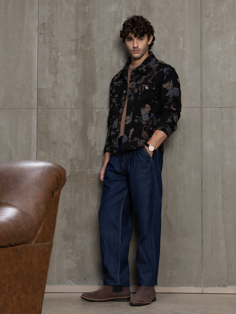 Cahoot Men's Black Nocturne Botanical Denim Trucker Jacket - view 7