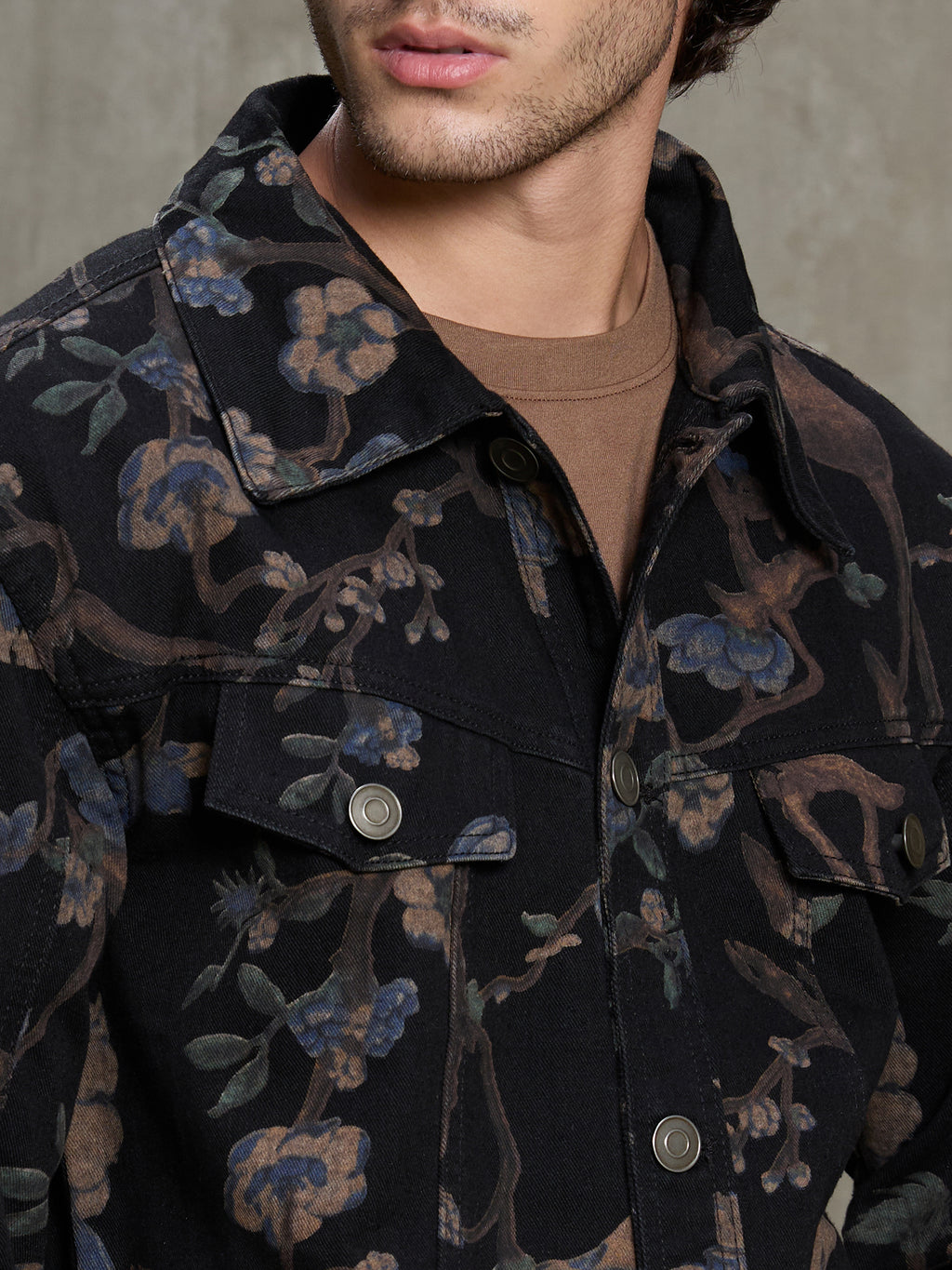 Cahoot Men's Black Nocturne Botanical Denim Trucker Jacket - view 8