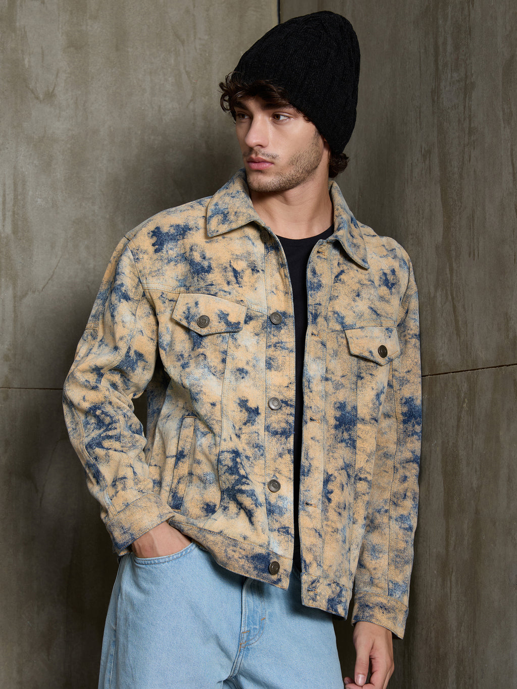 Cahoot Men's Sand Acid Wash Denim Trucker Jacket - view 1