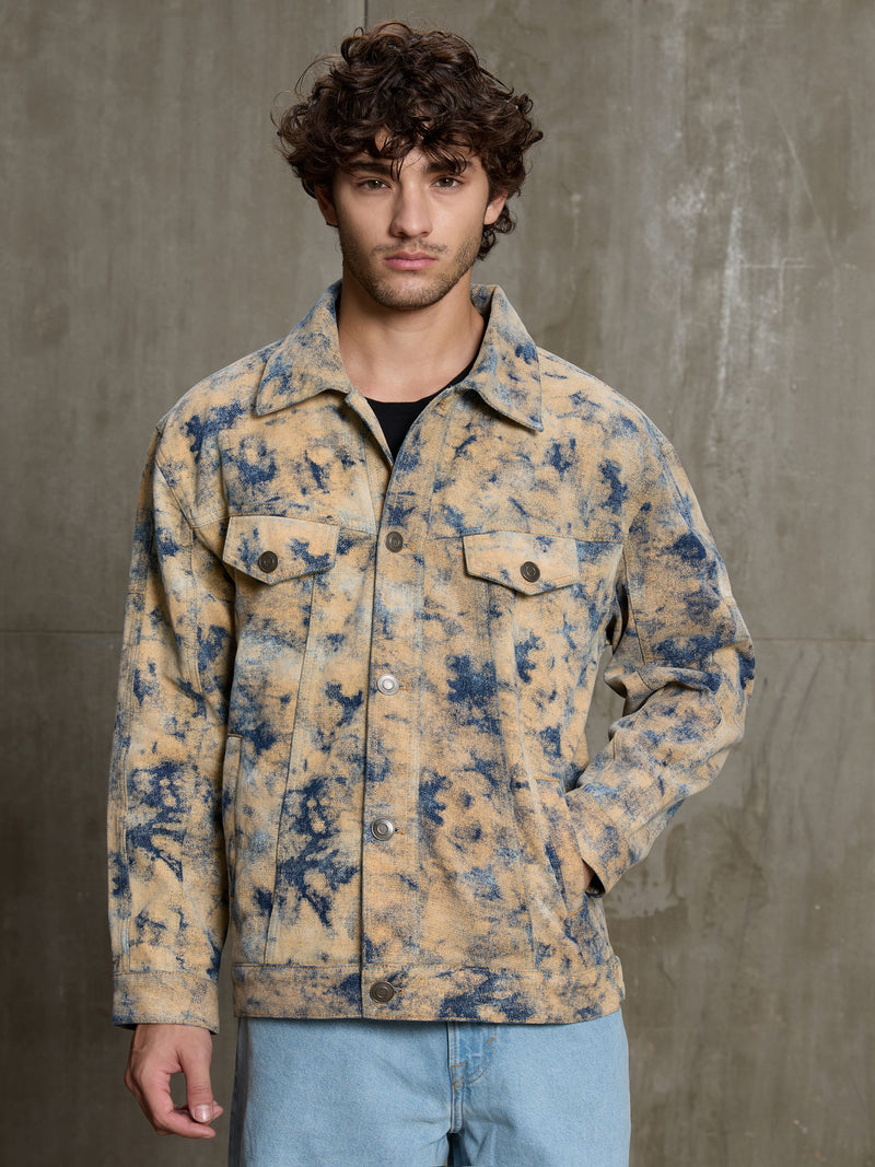 Cahoot Men's Sand Acid Wash Denim Trucker Jacket - view 2