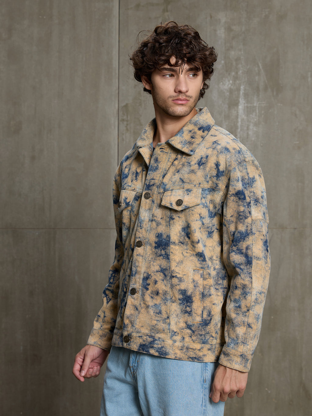 Cahoot Men's Sand Acid Wash Denim Trucker Jacket - view 3