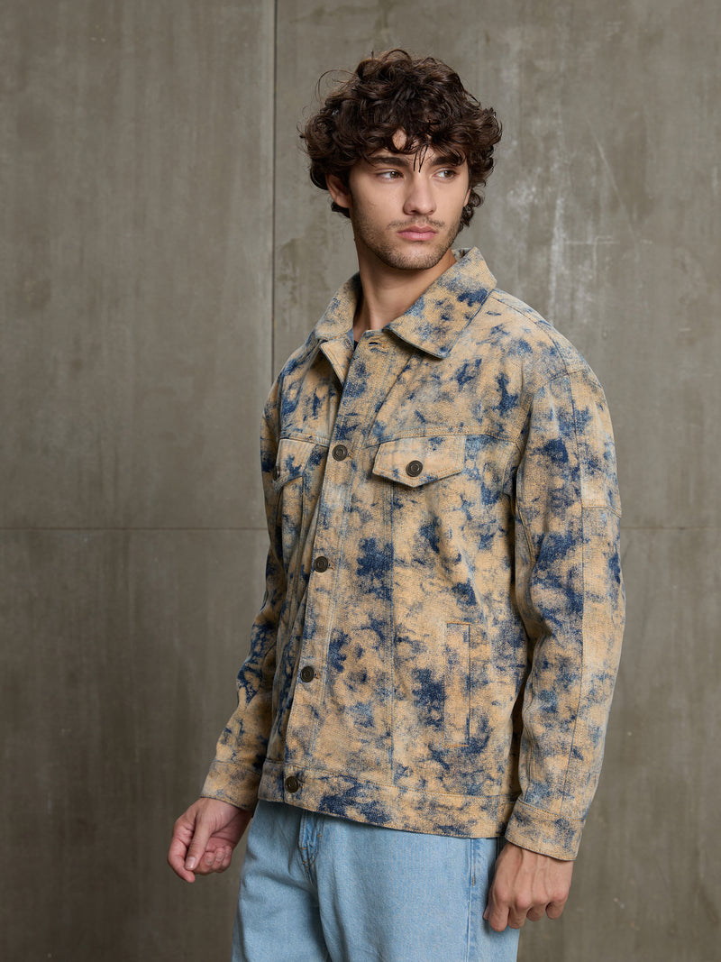 Cahoot Men's Sand Acid Wash Denim Trucker Jacket - view 3